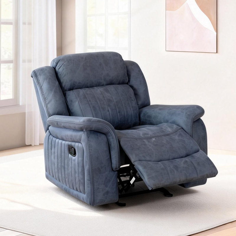 42.12'' Faux Leather Manual Glider Recliner Chair - 90°-160° Reclining, Rocking Function For Living Room, Gray