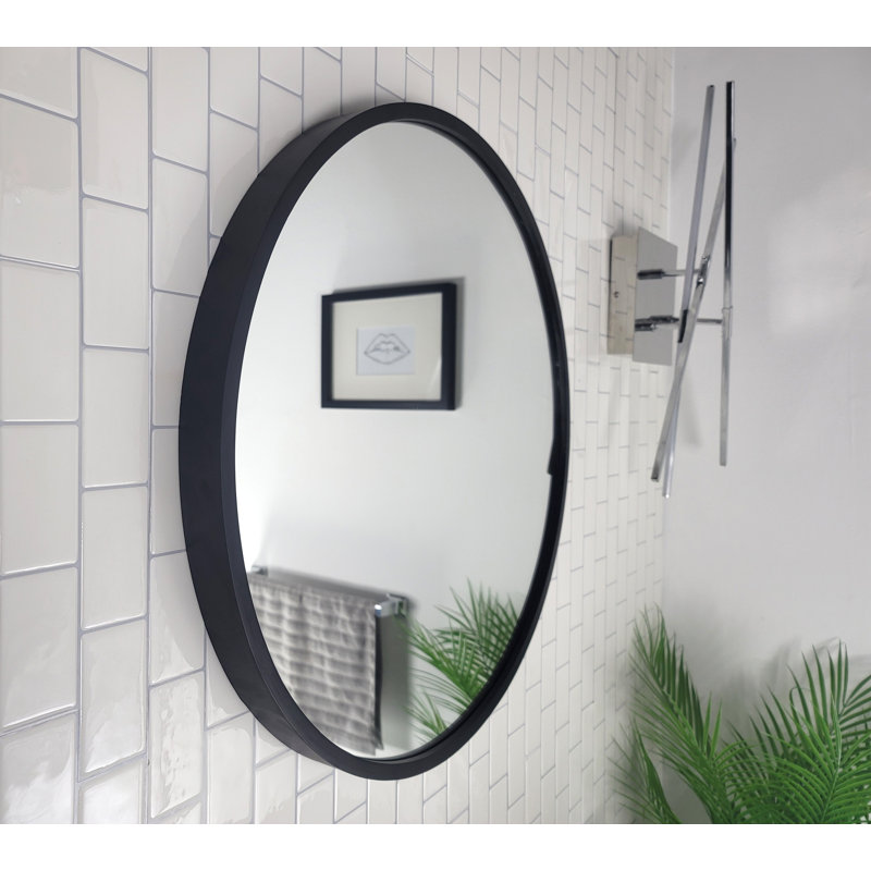 Framed Wall Mirror, 23.6" x 23.6", Black