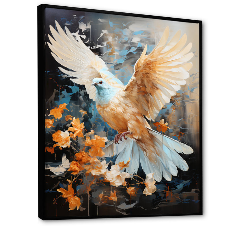 Colombe tranquille harmonie II, Cadre flottant noir, 44" H x 34" W