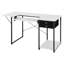 Table de couture en acier avec tablette latérale rabattable et trois tiroirs, finition blanc doux