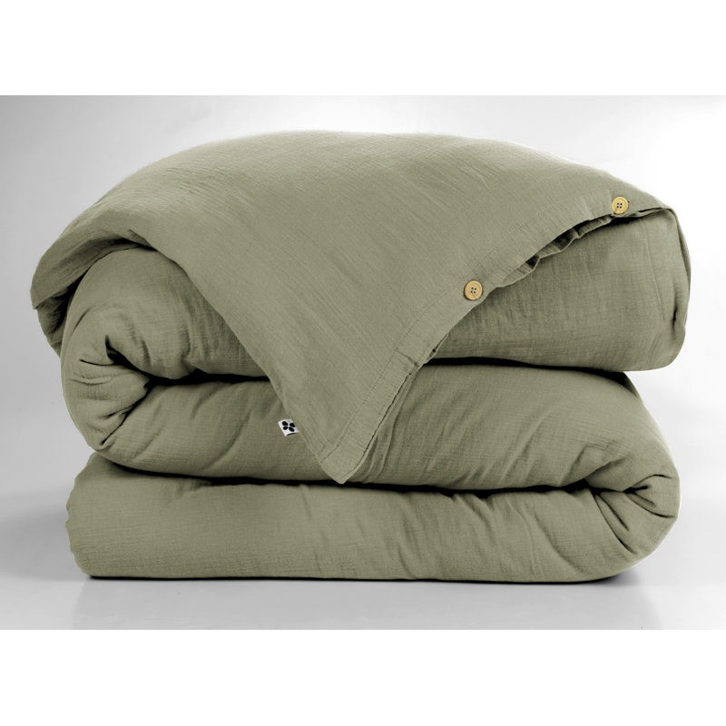 Knopp Cotton Solid Colour Duvet Cover, Super King Duvet Cover, Light Green