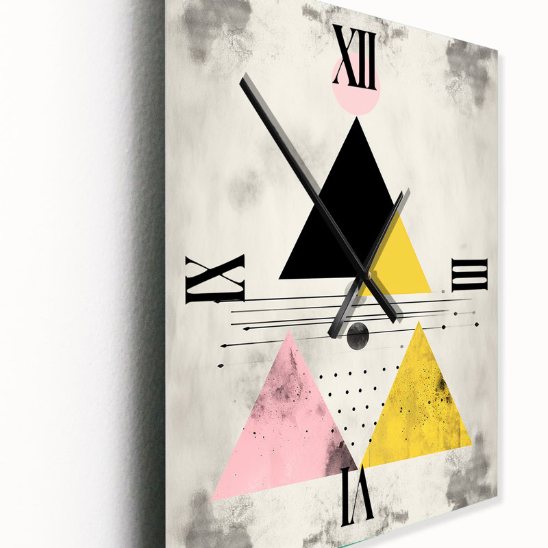 Transcendence Retro Triangular Minimal III - Abstract Modern Wall Clock, 28" H x 12" W x 1" D