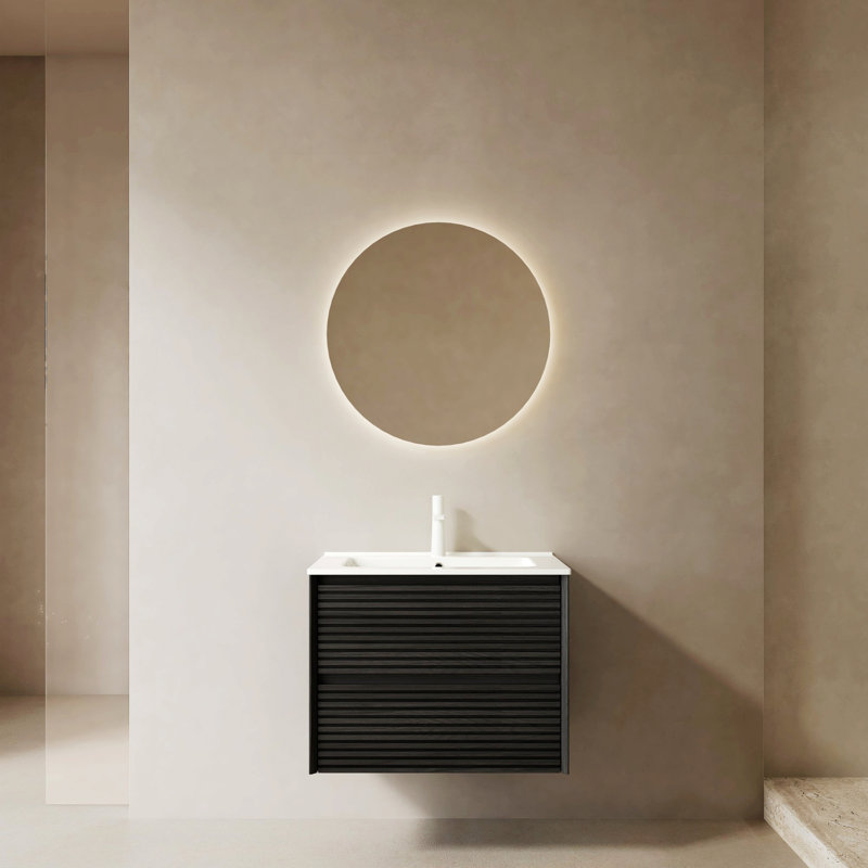 Meuble-lavabo de salle de bain avec lavabo, armoire de rangement flottante murale avec 2 tiroirs, rangement de salle de bain pour la maison