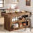 55-Inch Wood Kitchen Stationary Island with 2-Tier Storage, Coffee Bar Table for Kitchen, Dining Room