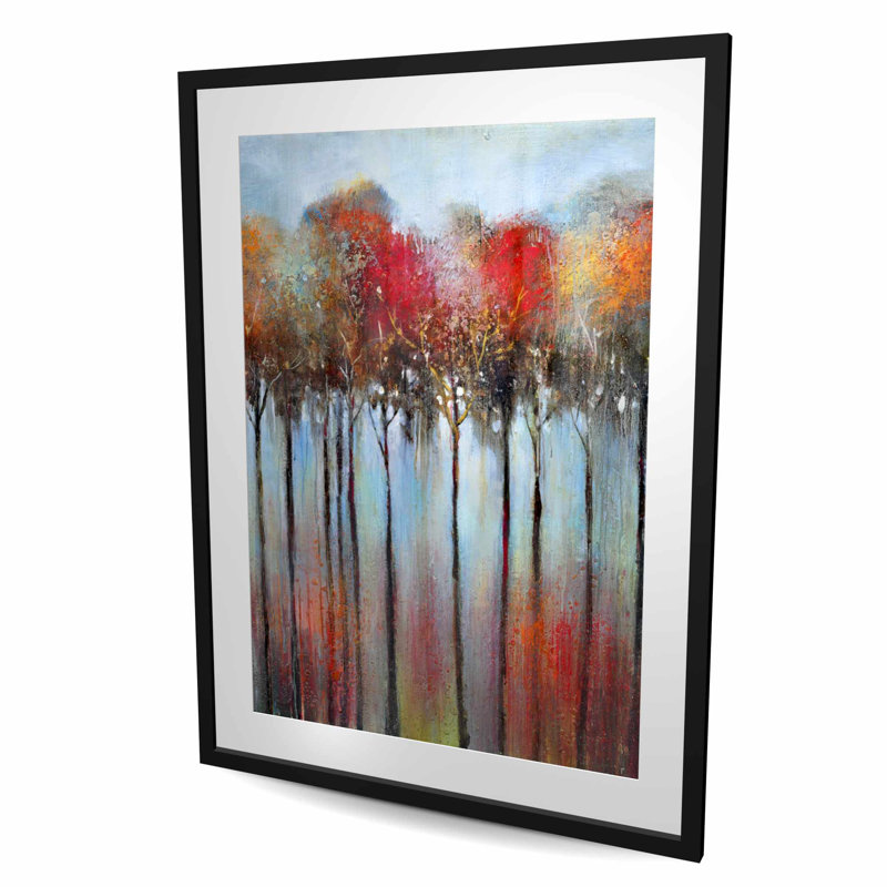 «Abstract and Colorful Forest - Trees Seasons», reproduction encadrée