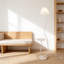 Lampe sur pied moderne plissée crème avec plateau de table et ampoule à intensité variable, support de charge sans fil