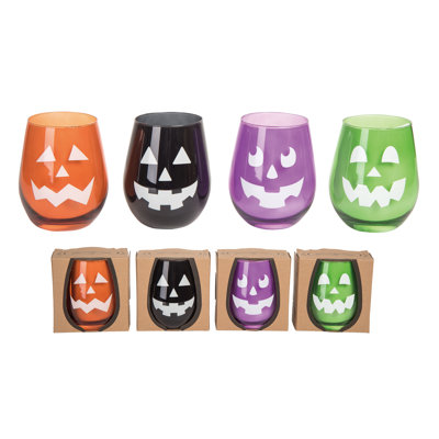  Ensemble de 4 décorations d'Halloween pour vin sans pied 22 oz
