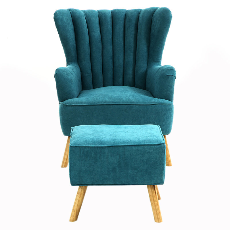 Sofa with cushion footstool, Blue