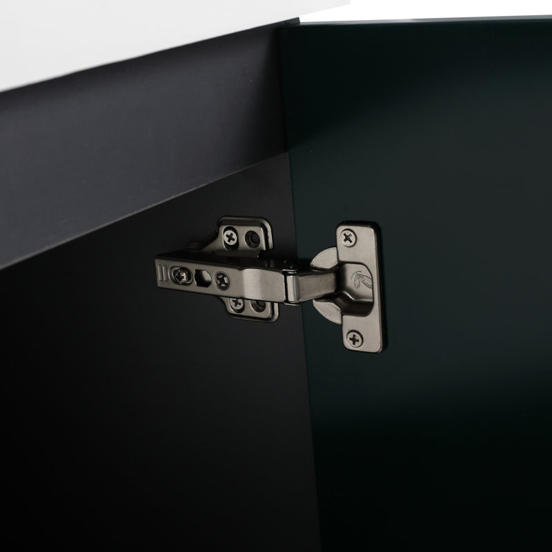 Meuble-lavabo sur pied 36 po avec lavabo en résine et tiroir à fermeture en douceur - Armoire spacieuse, Vert foncé, 35"