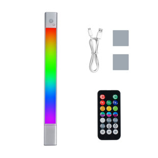 Luminaire d'armoire détachable avec télécommande 14,6 pouces RVB avec télécommande