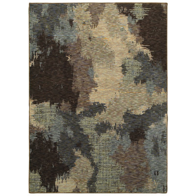 Tapis bleu/brun tissé à la machine Knox