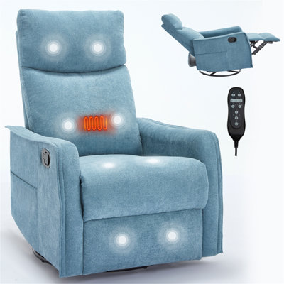 Heat Massage Manual Recliner Chair With Rocker And Swivel In Fabric For Living Room