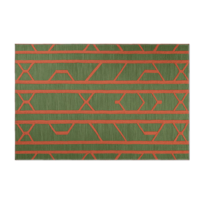 Trellis Green Indoor and Outdoor Area Rug, Rectangle 5' x 7'