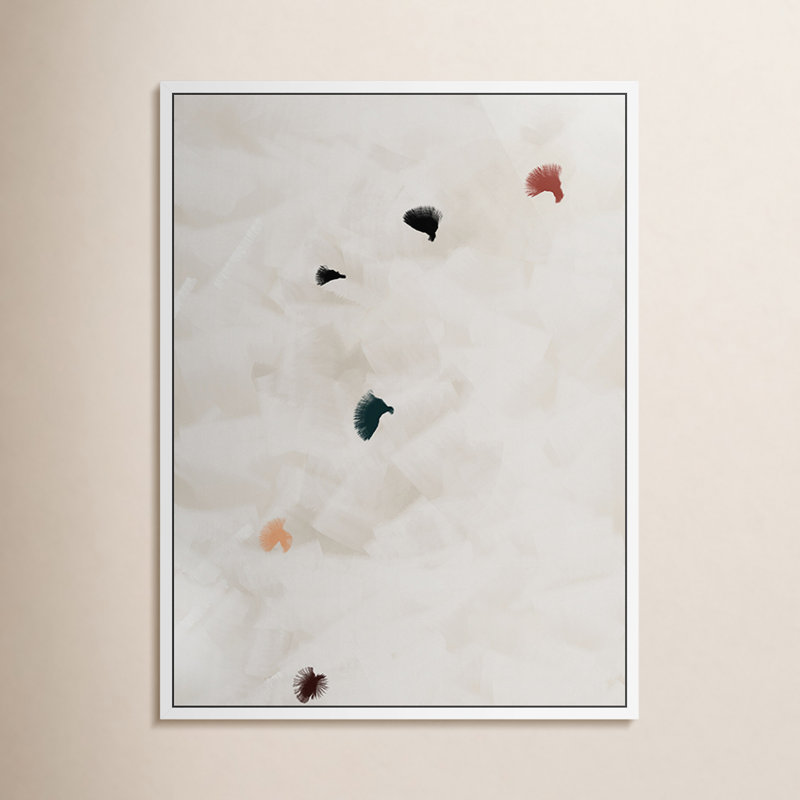 In Flight No 8 by Patricia Vargas - Floater Frame Painting, 40" H x 30" W, White Maple Framed