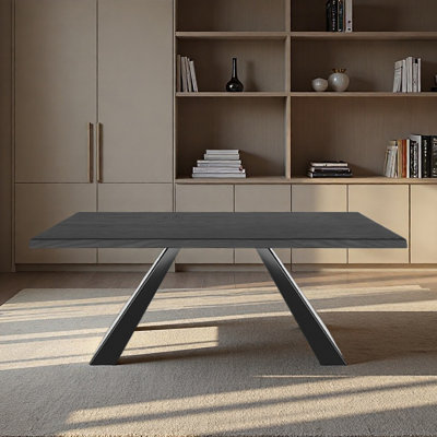 Retro solid wood desk - black for home use
