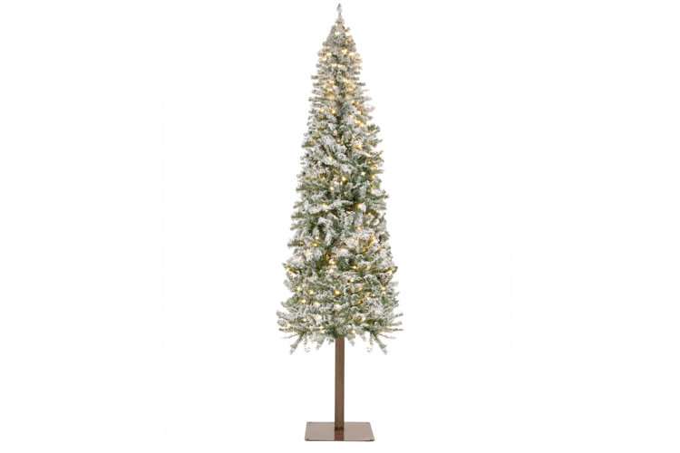 Flocked Spruce Artificial Christmas Tree with Clear/White Lights