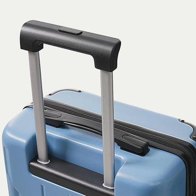 Bagage de cabine rigide de 20 pouces, valise légère en ABS durable avec roulettes pivotantes, verrou TSA intégré, 2 cubes de rangement, bleu-gris