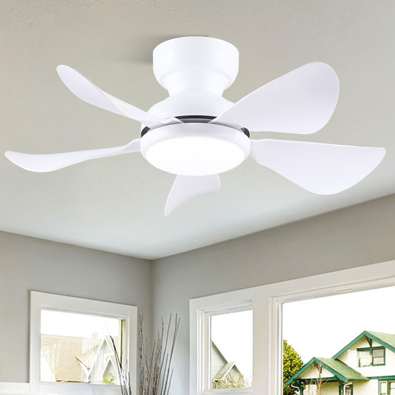 Ventilateur de plafond encastré à profil bas 32 po avec lumière et télécommande, 32 po de largeur, Blanc