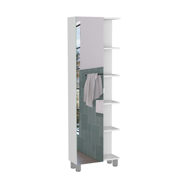 Armoire à linge Miro Reno, quatre tablettes intérieures, finition blanche