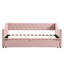 Lit de jour simple tapissier avec couchette escamotable, canapé-lit peu encombrant pour chambre d'amis, rose-1786042845