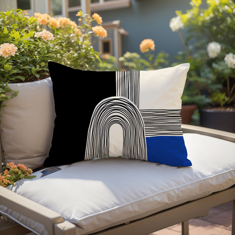 Housse et insert de coussin rectangulaire intérieur / extérieur Cassie, Bleu marine, H 14 po x l 20 po