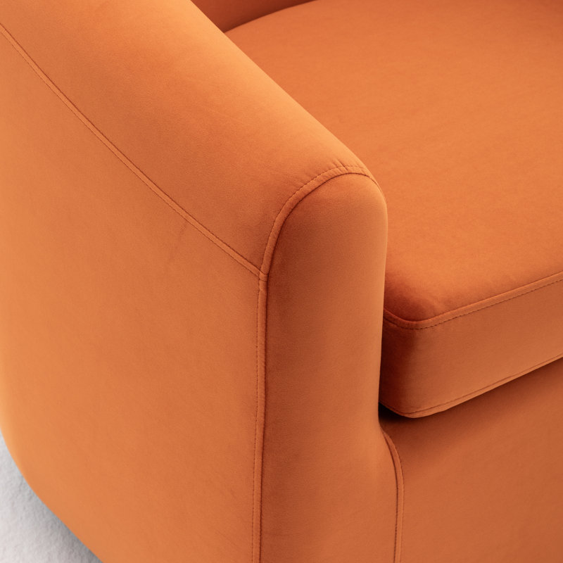 Richard  Upholstered Velvet Swivel Barrel Chair, Orange