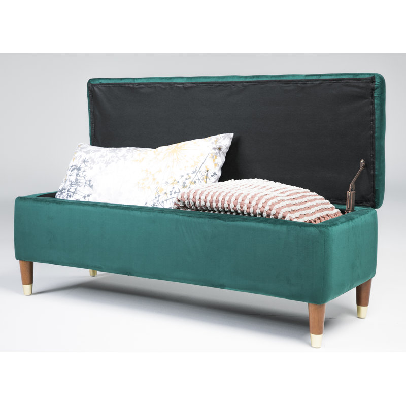 Agnon Upholstered Storage Bench, Emerald