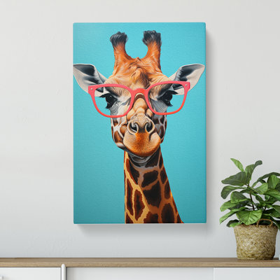 Giraffe with Glasses Painting No.3 - Wrapped Canvas