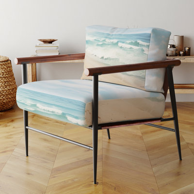 Fauteuil d'appoint beige Beach Photo Coastal Tranquility III - Revêtement en velours