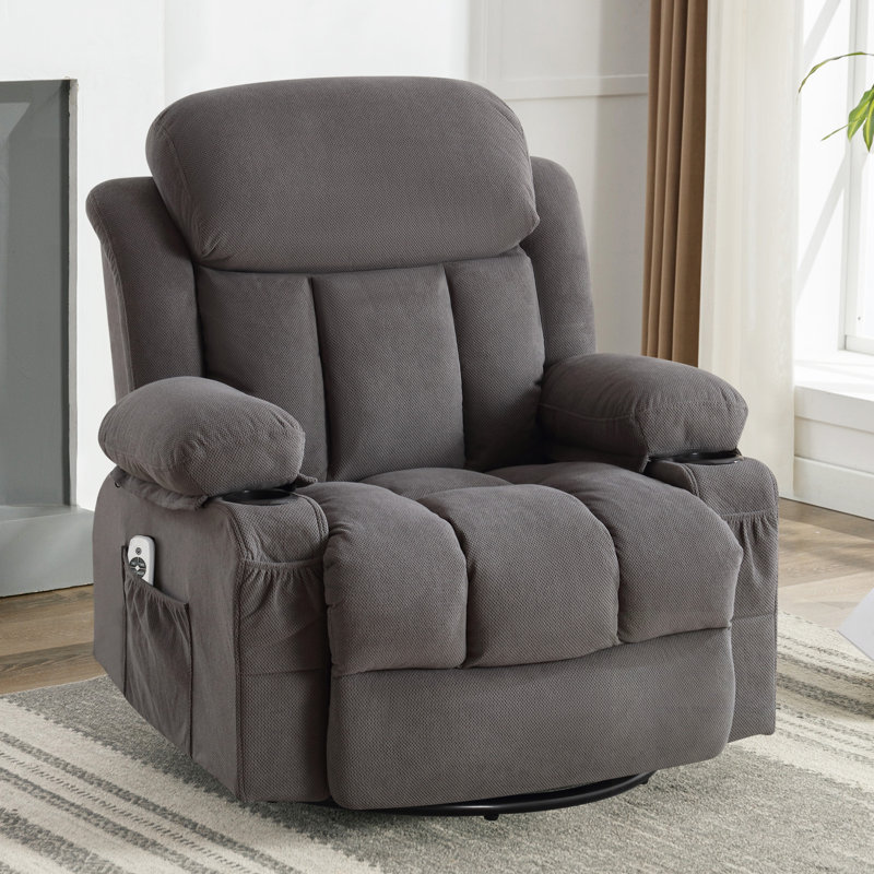 Canapé inclinable et chauffant, avec port USB et 2 porte-gobelets dans les poches latérales (GRIS)