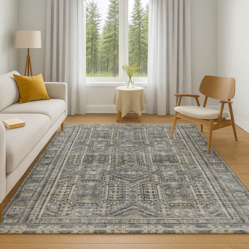 Premium Machine Washable Mayfield AMF1920 Border Rug, Rectangle 10' x 14'