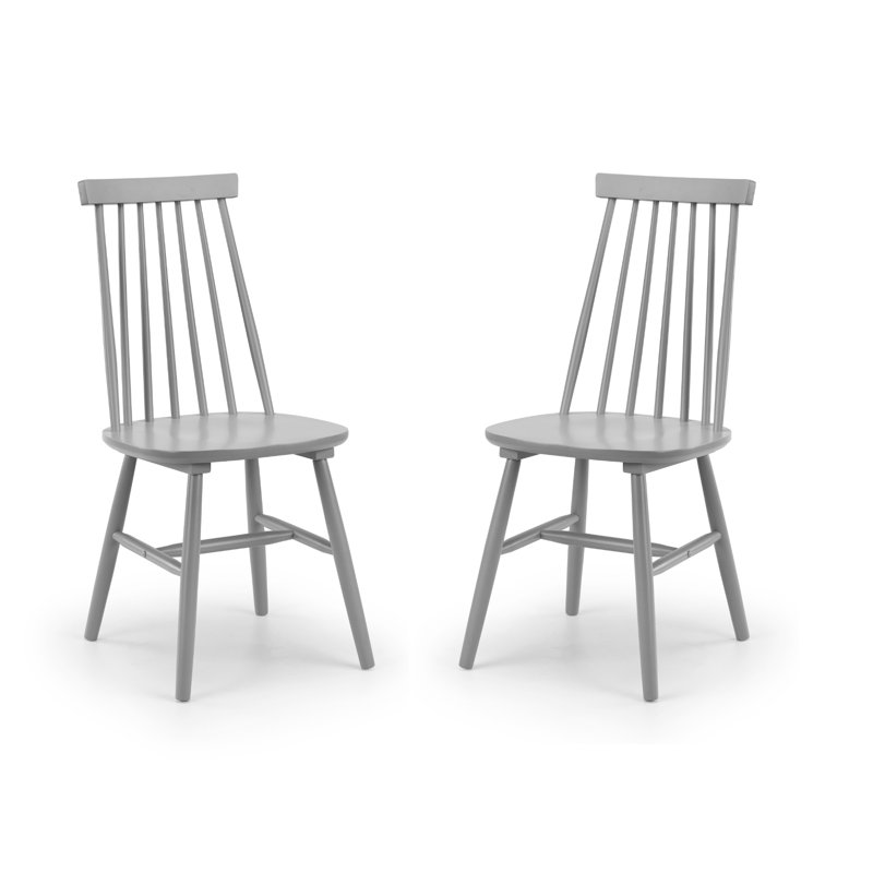 Amaal 45cm H Solid Wood Spindle Side Chair, Grey
