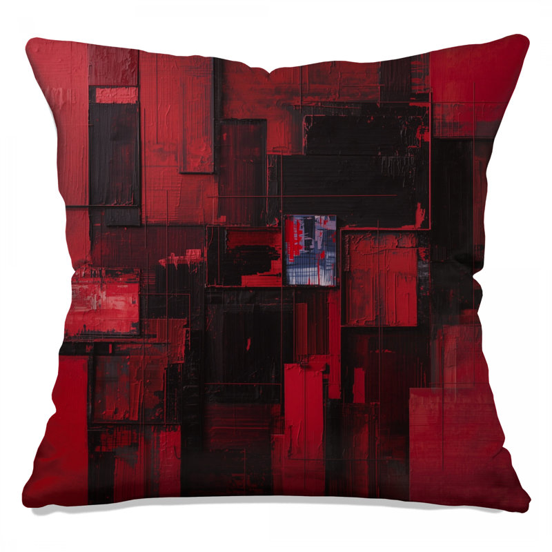 Coussins décoratifs rectangulaires rouges et noirs, 26 x 26 pouces