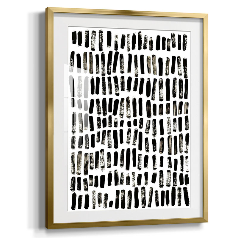 «Ink March II», reproduction encadrée, Papier avec cadre doré, Blanc