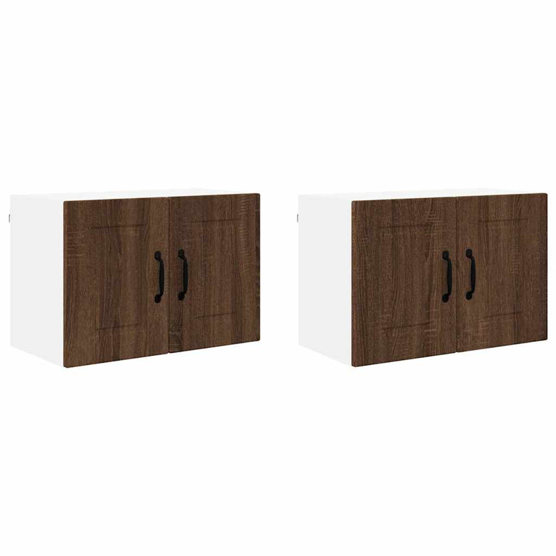 Vidaxl Kitchen Wall Cabinet With Shelf 2 Pcs Old Wood 60 X 31 X 40 Cm, Brown Oak