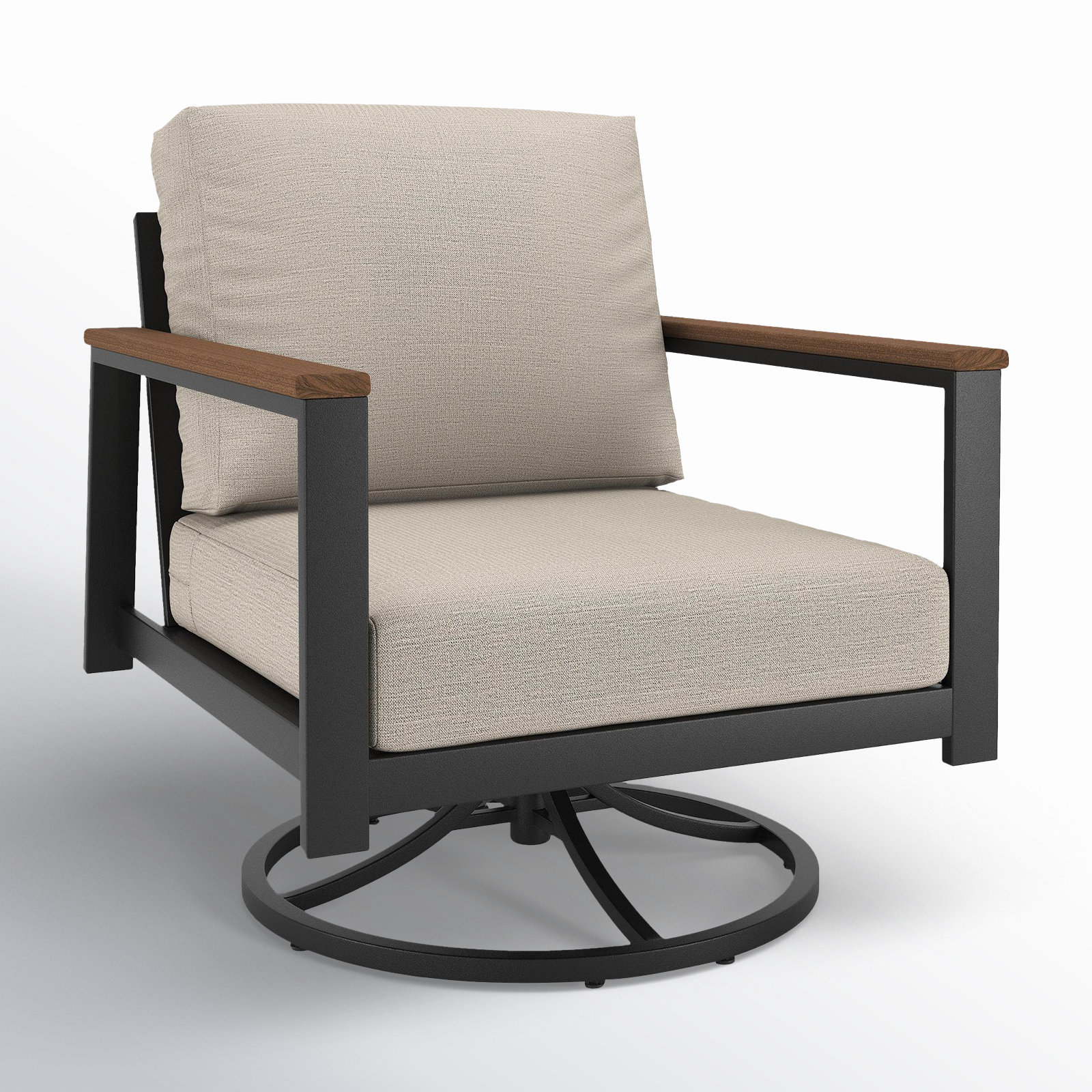 Townsend Outdoor Rocking Metal Chair with Cushions, Cast Silver Sunbrella®, Brown, Yes