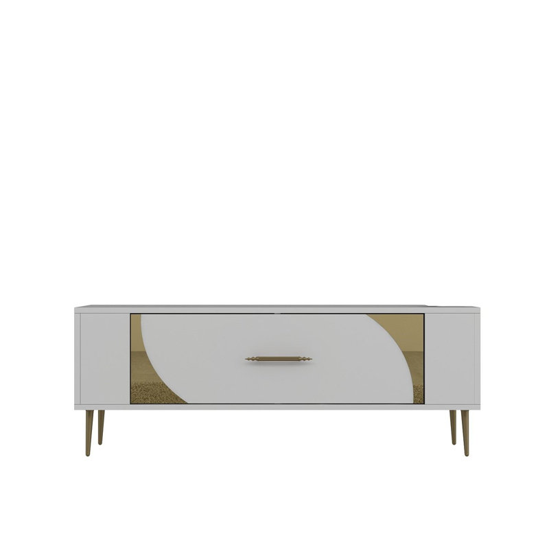 Olivia Unfinished TV Stand, 120cm, White/Gold