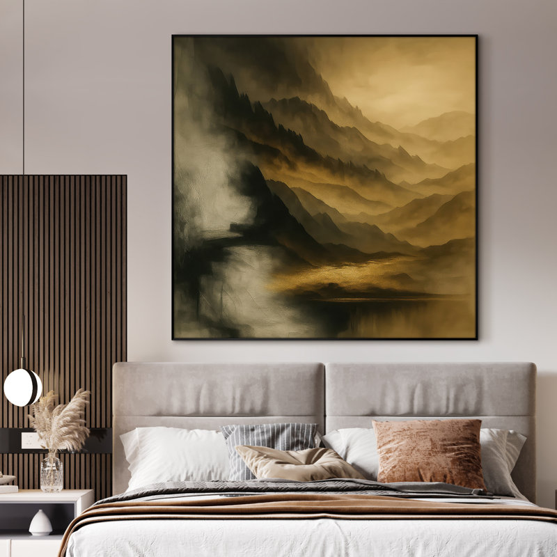 Extra Large Wall Art Fabric Print - Abstract Landscape Netural Modern Artwork Artwork Decor for Living Room or Bedroom - "Frame Assembly Required (Unfinished Frame)"