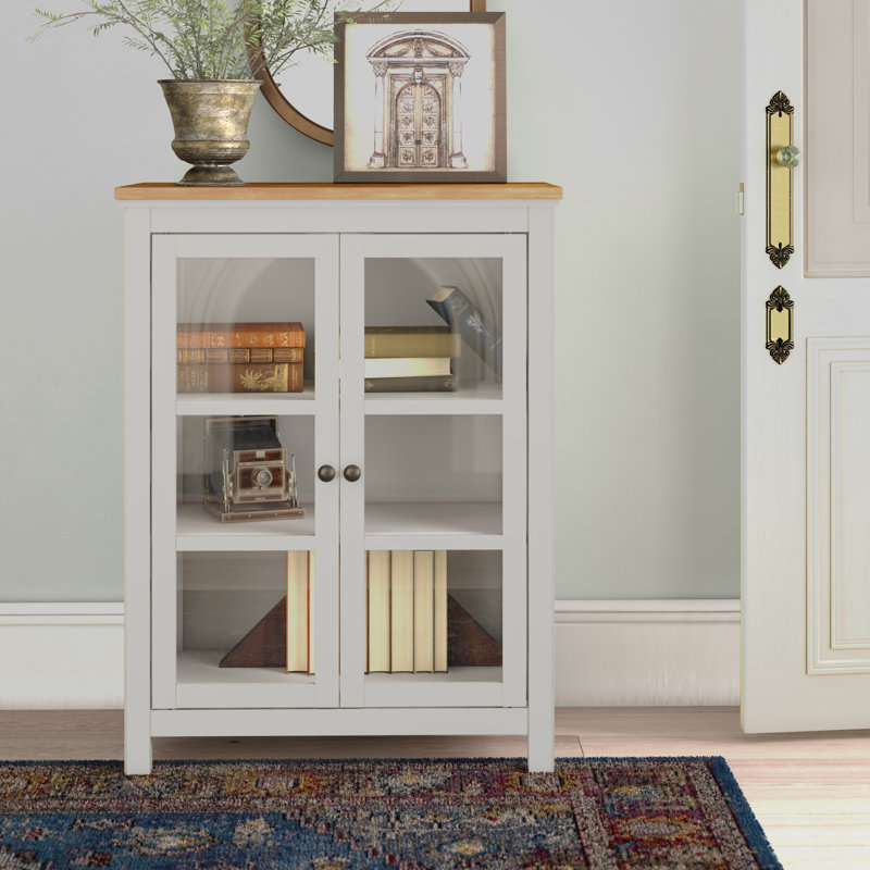 Savannah 30" Pie Safe Storage Cabinet with Glass Doors