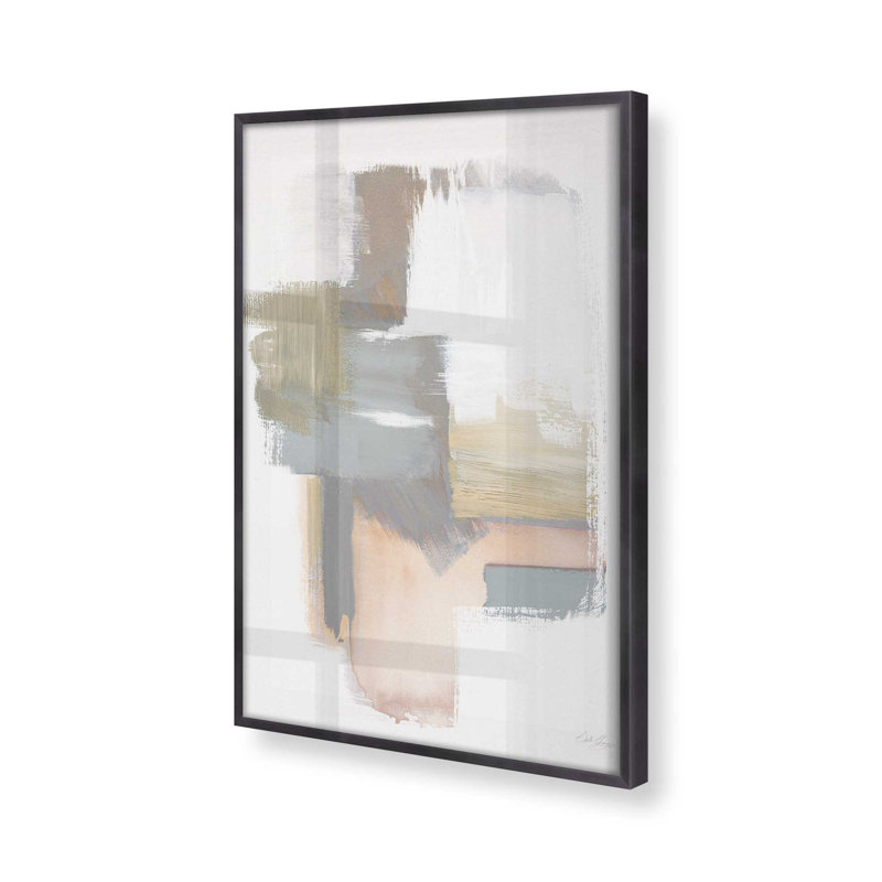 «Beige Ballet V2» sur papier, Cadre en zinc patiné, H 21,25 po x l 17,25 po