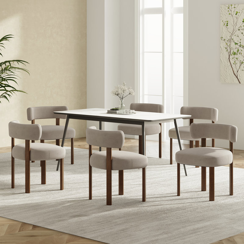 Upholstered Solid Wood Dining Chair Side Chair, Camel