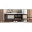Banc d'entrée en rotin avec rangement Boho, banc à chaussures rembourré avec portes doubles, banc de rangement en bois pour vestibule et couloir (espresso + beige)-1554906937