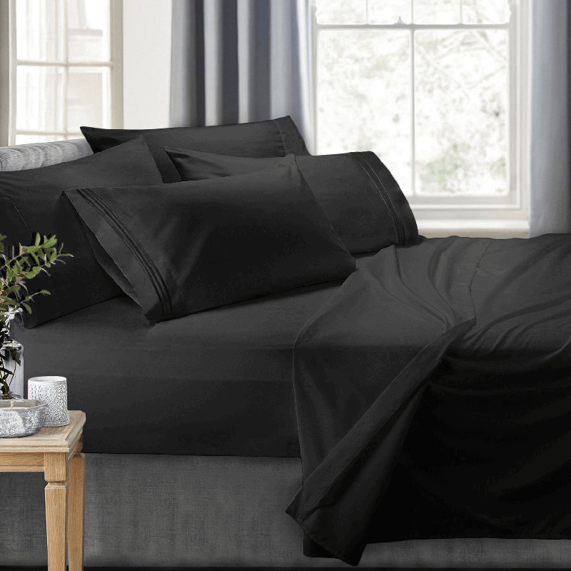 RV/Short Queen Microfiber Sheet Set, Black