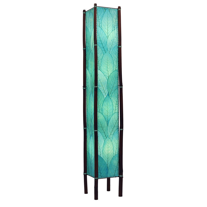 Quintan 72'' Black Column Floor Lamp, Sea Blue
