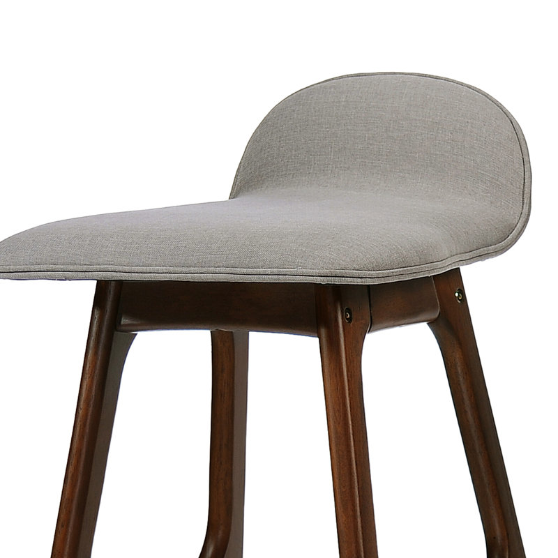 Mid-Century Modern Upholstered Dark Beige Barstools, Set of 2