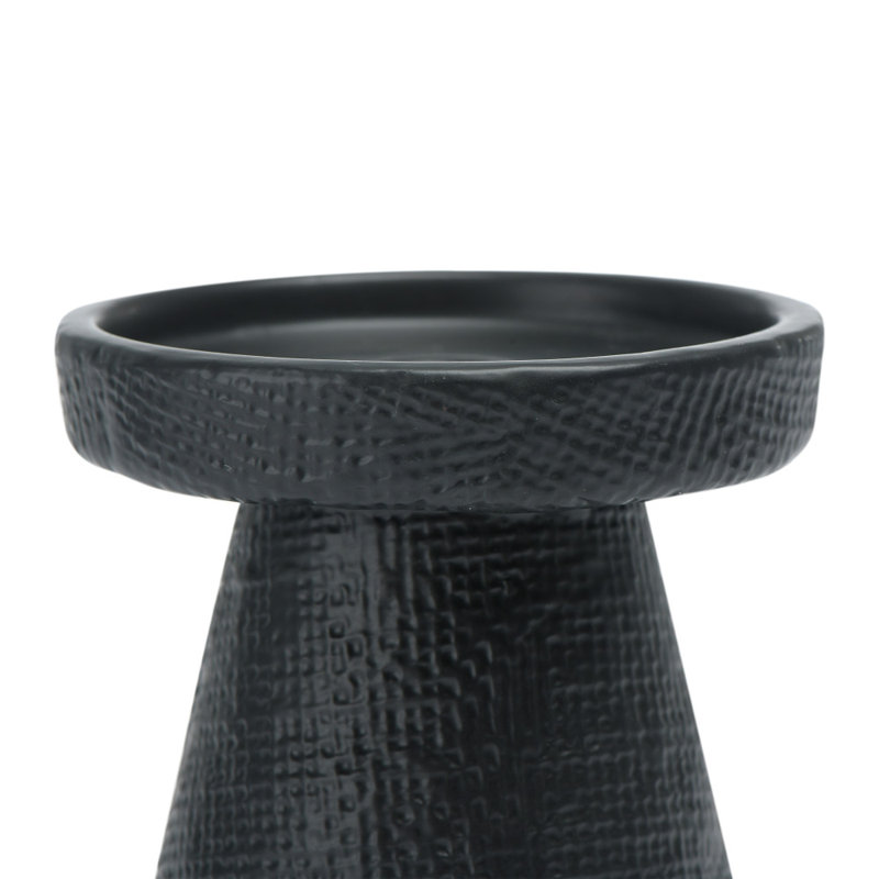 Stoneware Tabletop Candlestick, Black