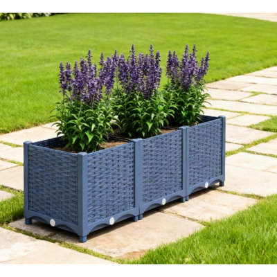 Boîte à fleurs pour l'extérieur avec trous de drainage et emplacement polyvalent pour cultiver des herbes à l'intérieur ou à l'extérieur bleu P 47,2 po x 15,7 po