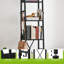 ladder shelving unit， 5 Tiers Floorstanding slim bookcase-1209898113