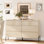 Commode pour bébé 6 tiroirs Laverda pour chambre à coucher, commode double pour enfants, design minimaliste en roseau, rangement pour garde-robe moderne en bois pour chambre de bébé, salon, couloir