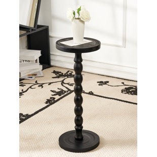 Solid Wood Tray Top Pedestal End Table